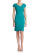 Ruched Cap-Sleeve Sheath Dress
