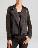 Rugged Pieced Faux Leather Trim Moto Jacket
