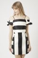 Satin Stripe Bardot Dress