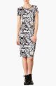 'Scribble News' Print Midi Dress