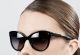 Semi-Round Cat-Eye Sunglasses, Black			