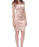 Sequined Lattice-Yoke Satin Sheath Dress
