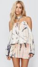 shirred waist open shoulder dress