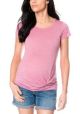 Short Sleeve Crew Neck Knot Front Maternity T-Shirt