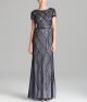 Short Sleeve Deco Diamond Beaded Gown