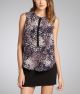 Silk Feather Printed Sleeveless Blouse