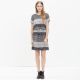 silk two-piece dress in hashtag stripe