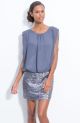 Silver Faux Two Piece Chiffon & Sequin Dress