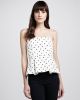 Sinclair Strapless Polka-Dot Peplum Top