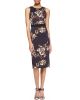 Sleeveless Floral Crepe Sheath Dress