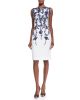 Sleeveless Floral-Print Sheath Dress, Navy/Ivory