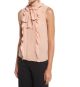 Sleeveless Pintucked & Ruffled Tie-Neck Silk Blouse, Nude