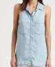 Sleeveless Split-Back Denim Shirt