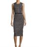 Sleeveless Tweed Zip-Front Sheath Dress, Black