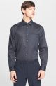 Slim Fit Dot Print Roll Sleeve Sport Shirt