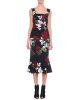 Square-Neck Rose-Print Flounce Dress
