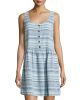 Striped Button-Front Sleeveless Dress, Desert Mirage