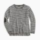 STRIPED LEATHER PANEL SWING SWEATER
