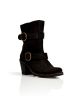 Suede Buckled Ankle Boots in Black