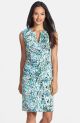 Surplice Floral Print Sheath Dress