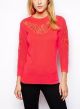 Sweater with Cut Out Detail in Bright Pink