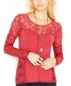 Sweet Thang Long-Sleeve Cross-Back Lace-Paneled Top