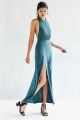 Thigh-Slit Halter Maxi Dress