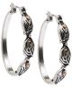 Two-Tone Feather Accent Hoop Earrings  
