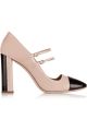 Two-tone patent-leather Mary Jane pumps