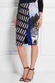 Vic tweed-paneled printed strech-crepe skirt