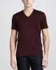 V-Neck Slub T-Shirt in Scarlet