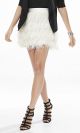 White Ostrich Feather Fringe Mini Skirt