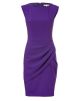 Wool Draped Pleat Dress in Grape