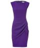 Wool Draped Pleat Dress in Grape
