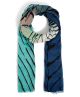 Wool-Silk Hanovar Scarf in Tiger Tree Gradient Teal