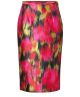 Wool-Silk Ikat Pencil Skirt in Rose/Leaf/Black