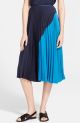 'Zeyn' Colorblock Pleated Georgette Midi Skirt