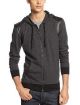 Zip-Front Faux Leather Trim Hoodie 
