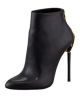 Zipper-Heel Leather Ankle Boot