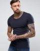 ASOS - Fitted T-Shirt with Scoop Neck in Navy Blue