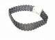 Choker Necklace, Openwork Band, Black Threads with Silver Rhinestones