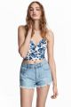 H&M - Jersey Crop Top White Floral