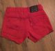 Levi's - Red Denim Shorts, Size 0/1, Raw Slightly Frayed Hem, 25-Inch Waist, XS